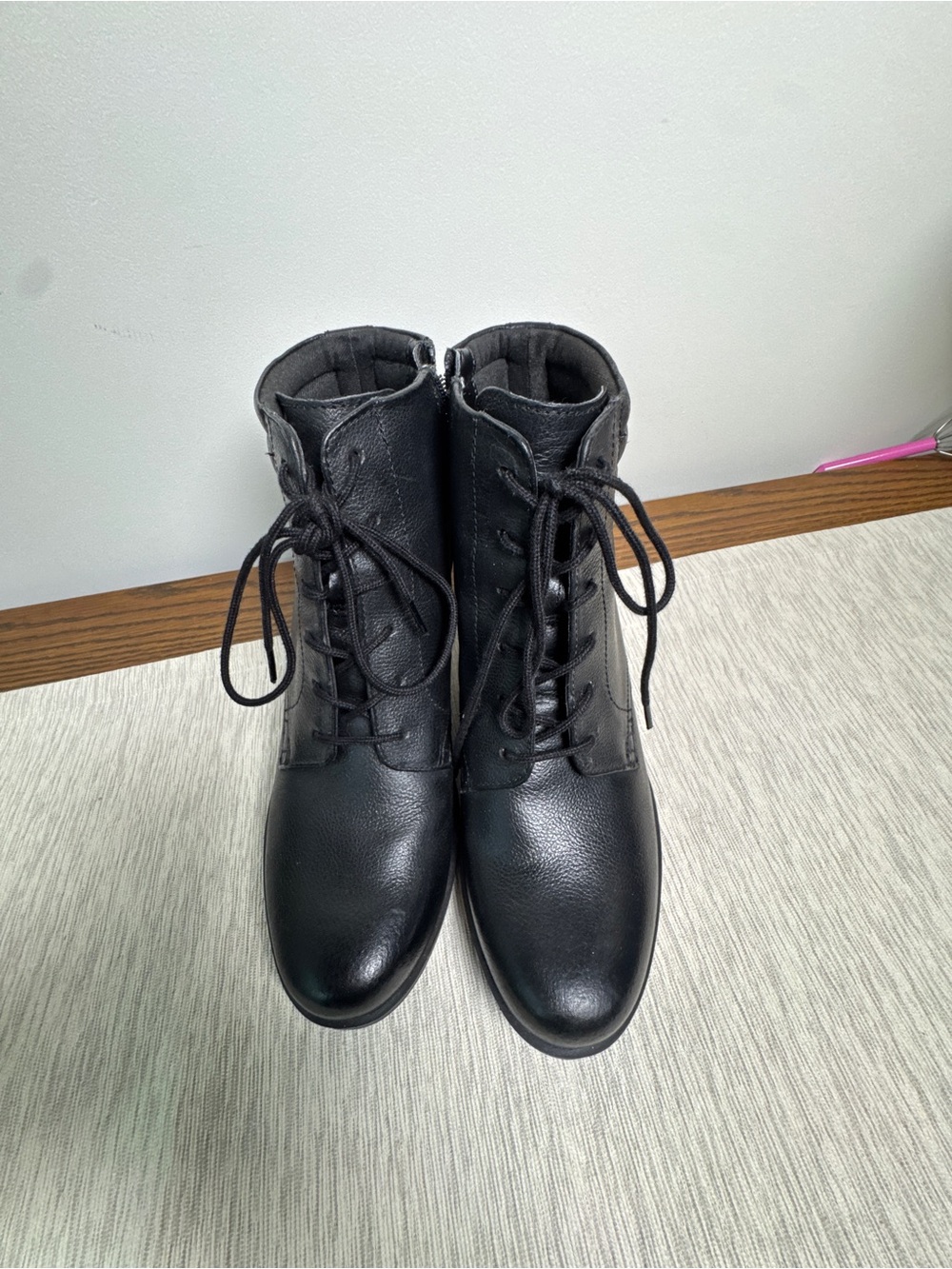 Clarks Black Lace-Up Heeled Boots